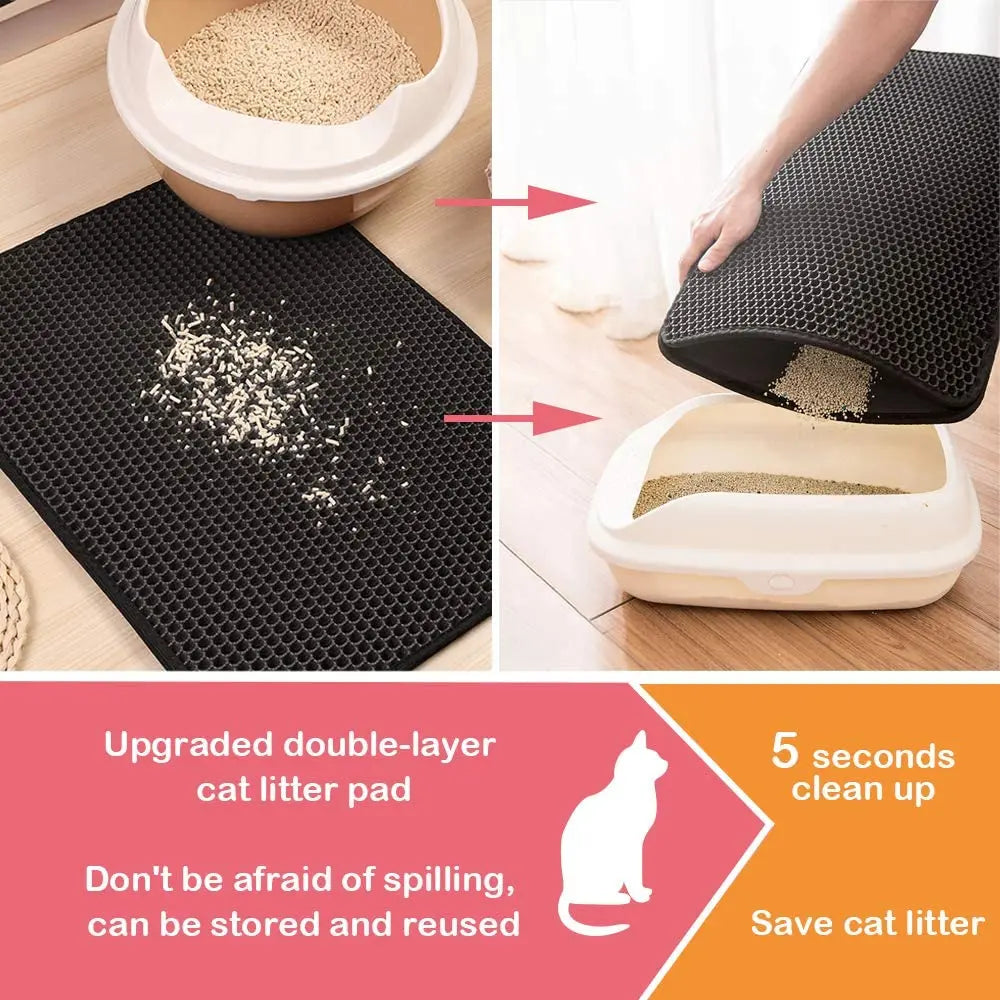 Estera de Arena para Gatos de Doble Capa Impermeable y Fácil de Limpiar