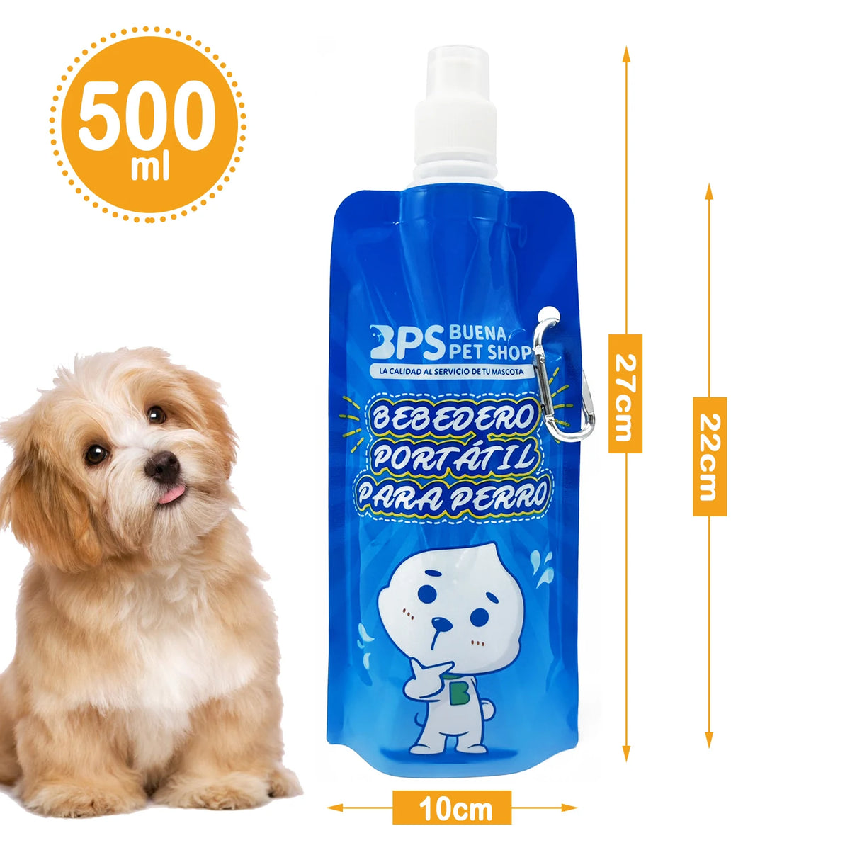 Pack 2 Botellas de Agua Portátiles Plegables para Perros con Mosquetón