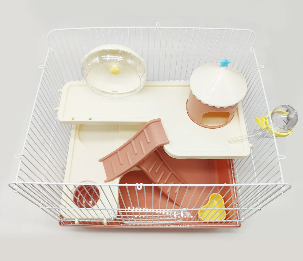 Jaula para Hámster Mini Chalé con Rueda, Túnel y Rampa