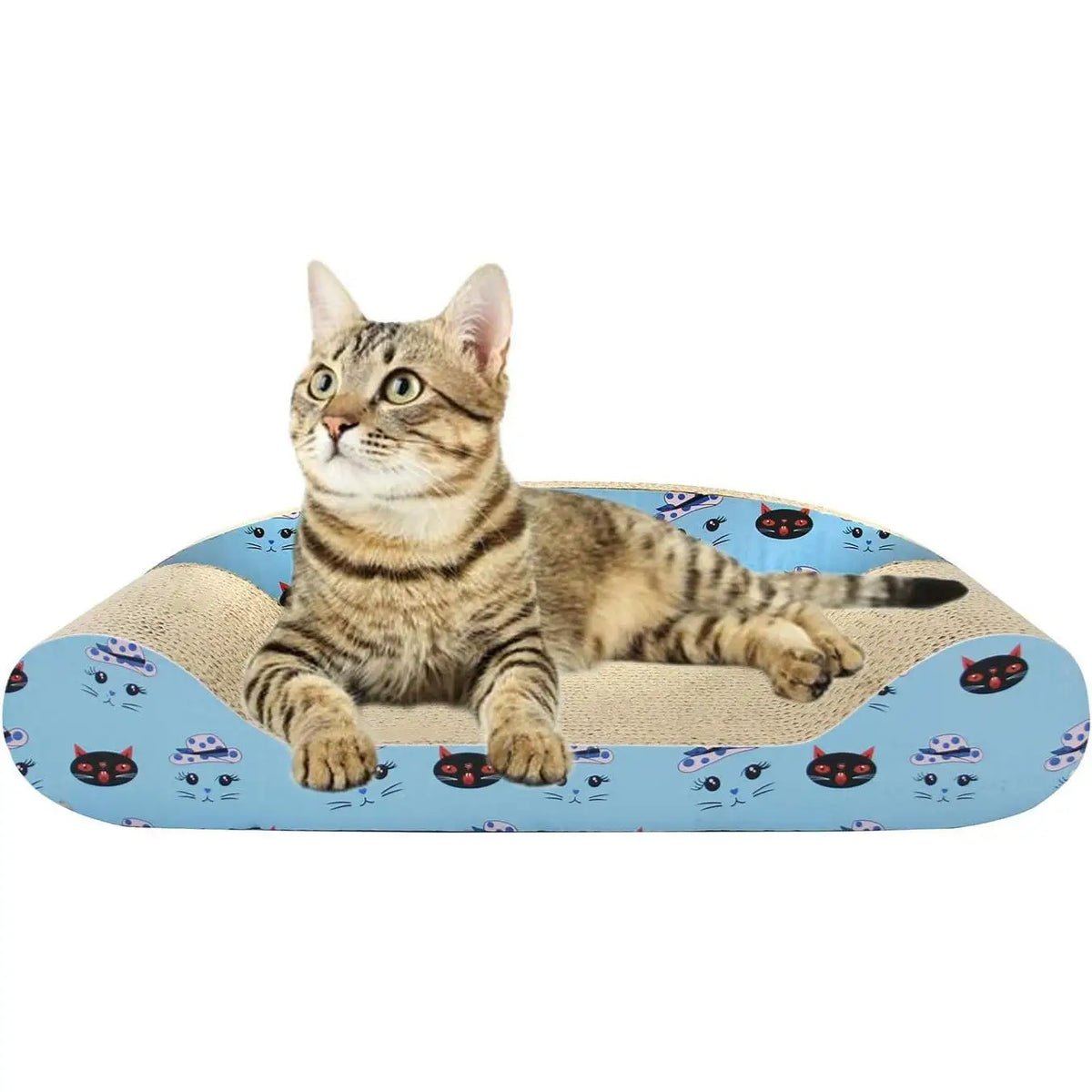 Rascador de Cartón para Gatos en Forma de Sofá con Hierba Gatera