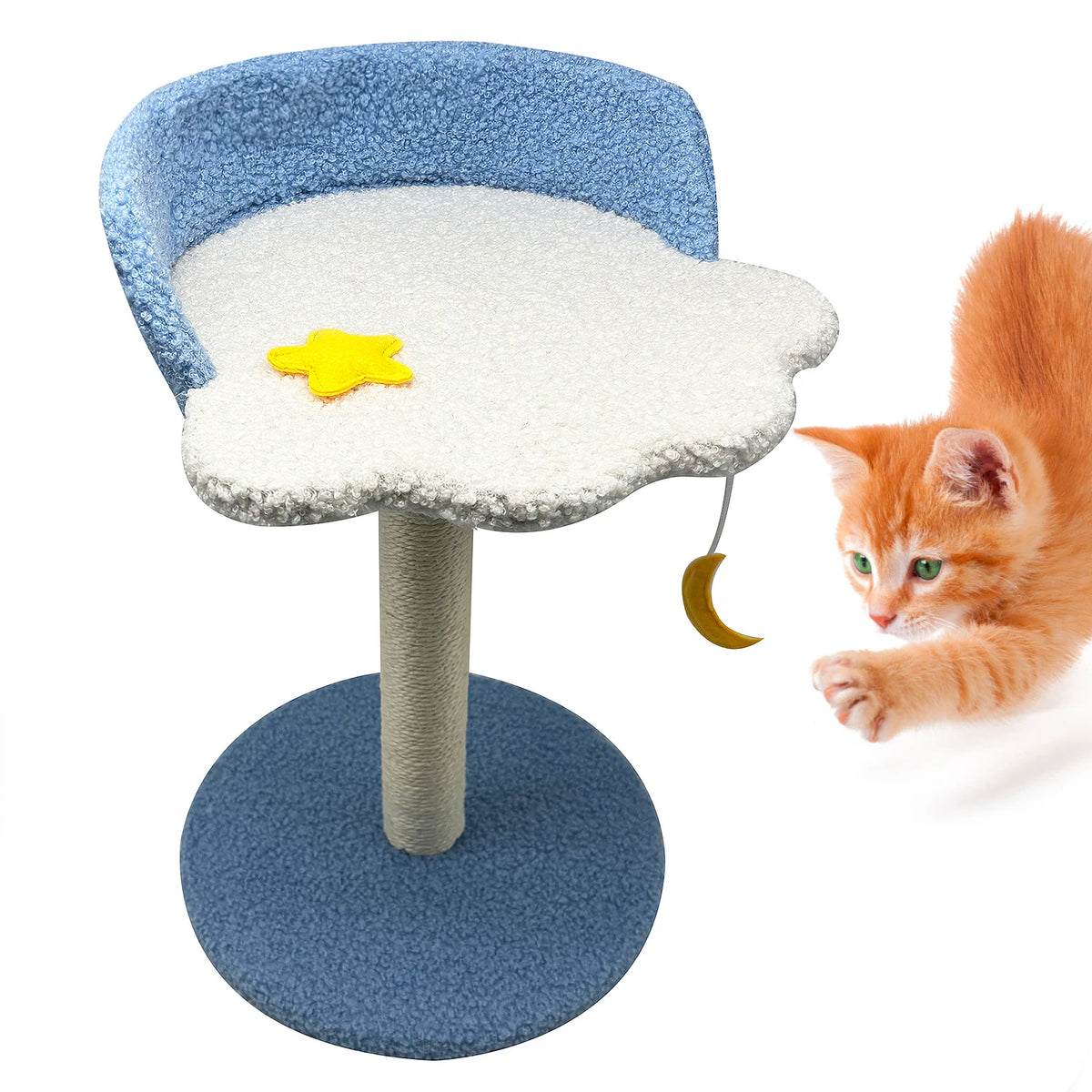 Rascador Árbol para Gatos con Forma de Nube, Estrella y Luna
