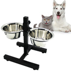 Comedero y Bebedero Elevado de Acero Inoxidable para Perros con Altura Ajustable