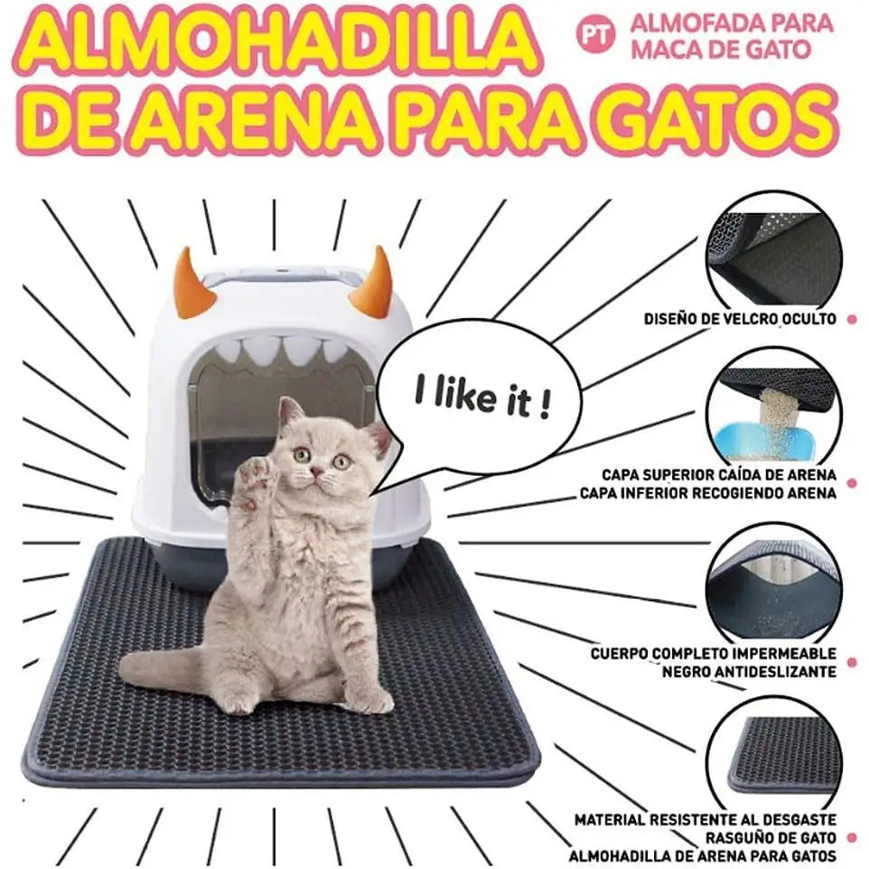 Estera de Arena para Gatos de Doble Capa Impermeable y Fácil de Limpiar