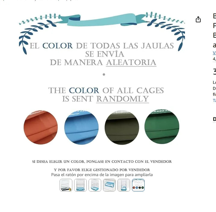 Jaula para Periquitos y Canarios con Comedero y Saltador
