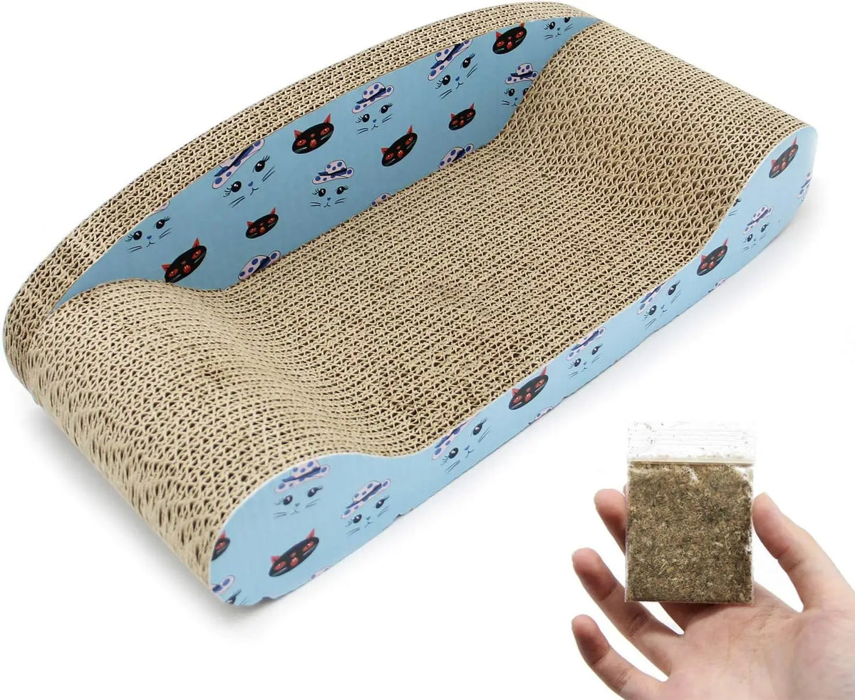Rascador de Cartón para Gatos en Forma de Sofá con Hierba Gatera