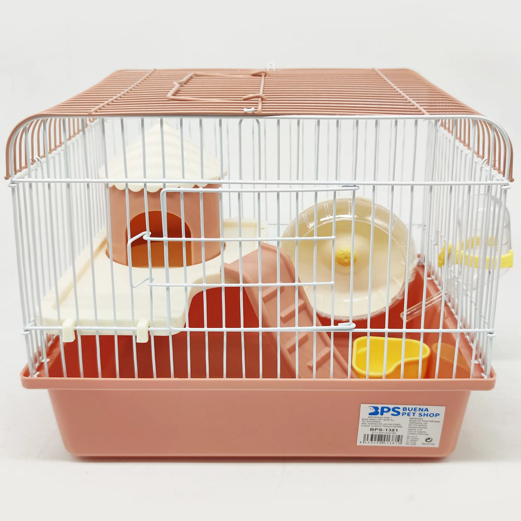 Jaula para Hámster Mini Chalé con Comedero y Rueda