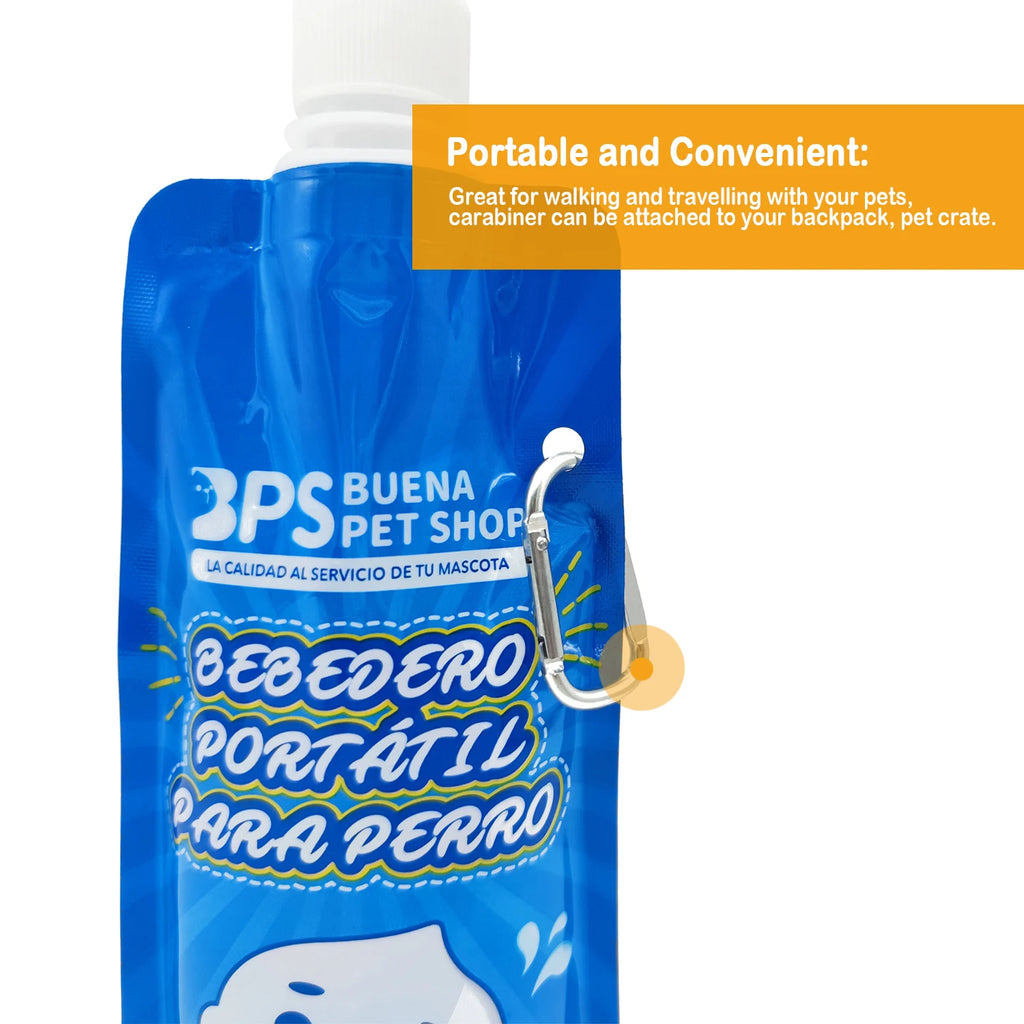 Pack 2 Botellas de Agua Portátiles Plegables para Perros con Mosquetón