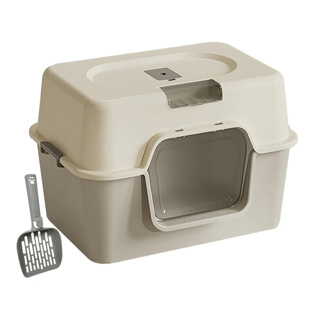 Arenero para Gatos Cerrado con Bandeja Extraíble Antiderrames y Antiolores