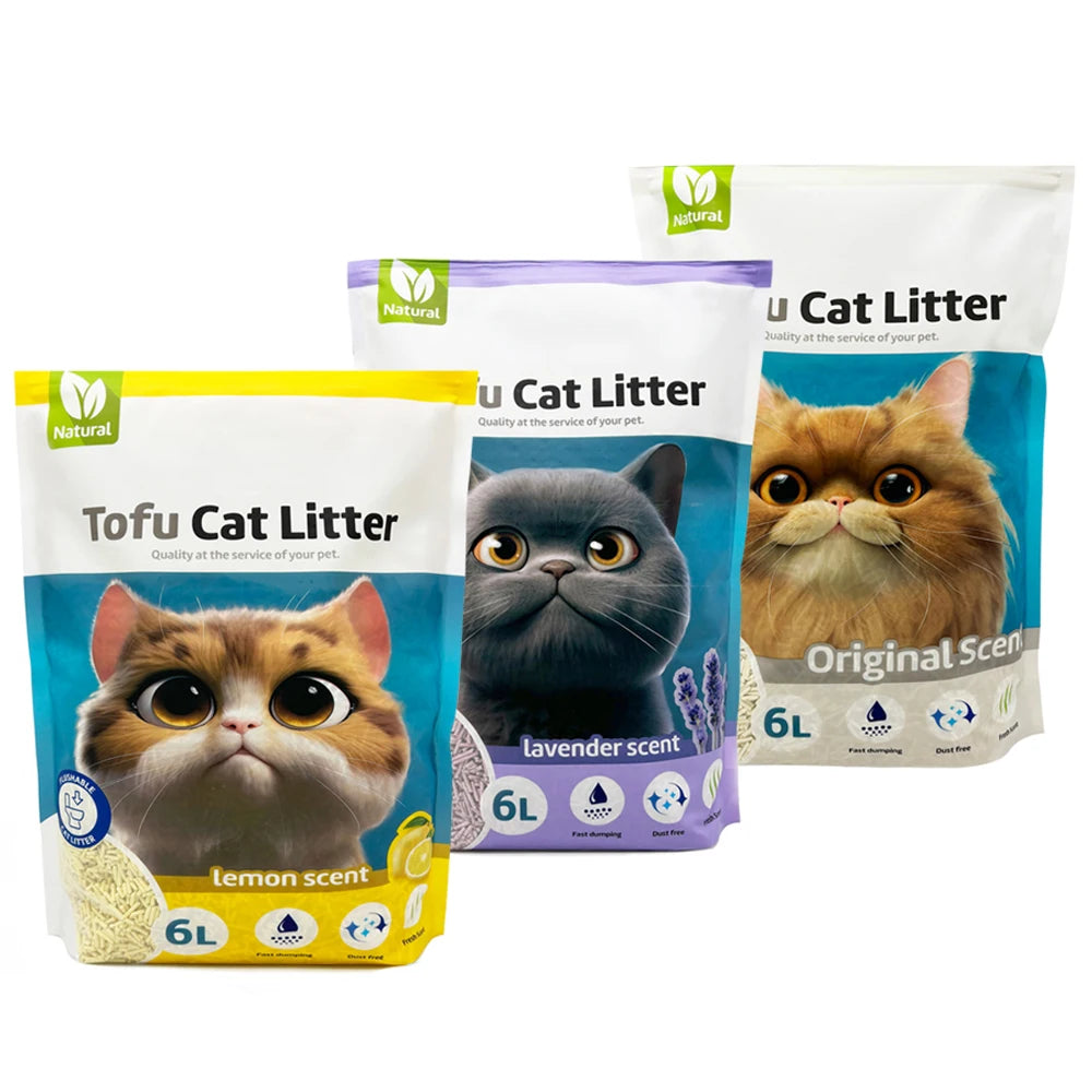 Arena de Tofu para Gatos Aglomerante sin Polvo