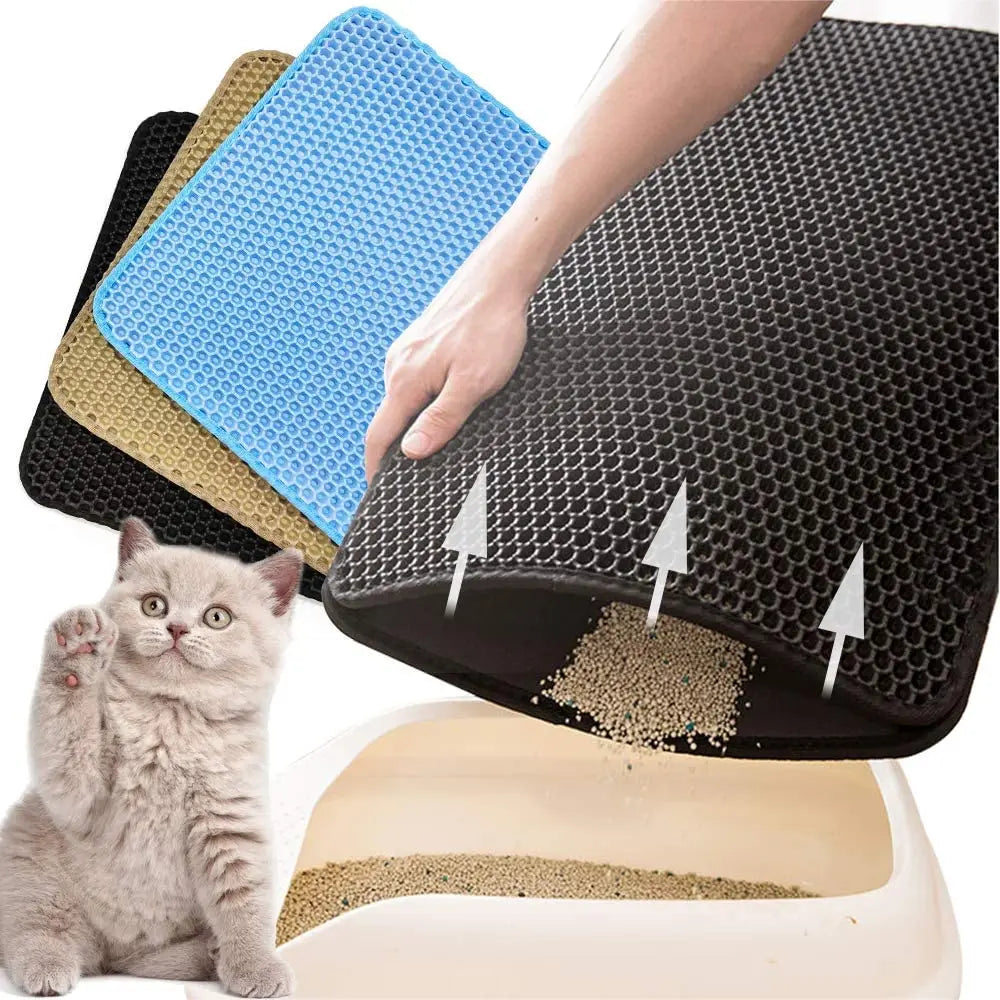 Estera de Arena para Gatos de Doble Capa Impermeable y Fácil de Limpiar