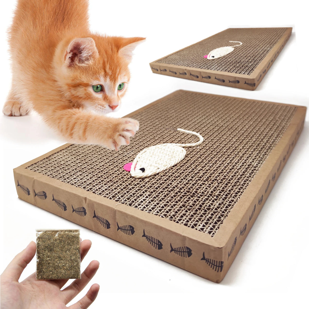 Pack 2 Rascadores de Cartón para Gatos con Diseño de Ratón