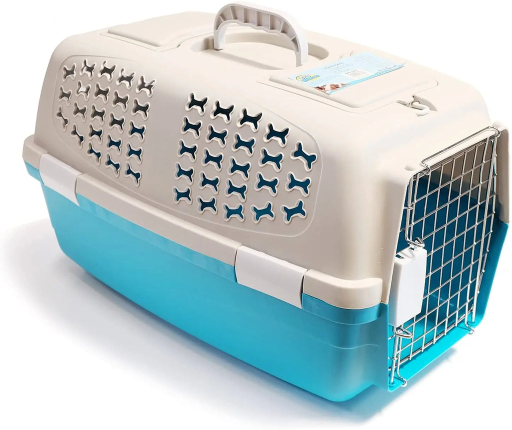 Transportín Rígido para Perros y Gatos de Plástico con Puerta Metálica