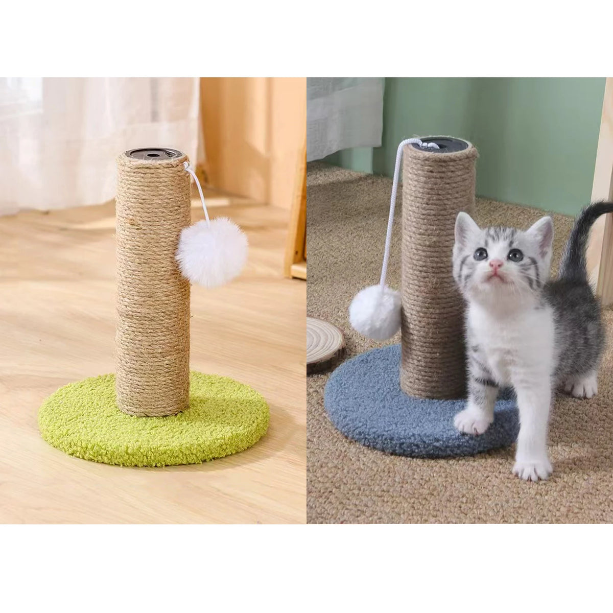 Rascador para Gatos con Base Antideslizante y Juguete Colgante