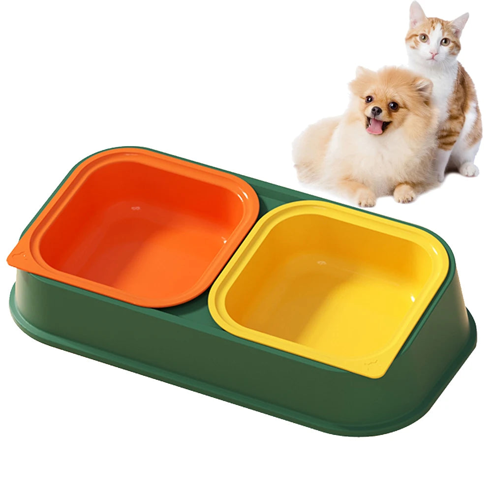 Comedero y Bebedero 2 en 1 para Gatos y Perros con Diseño Inclinado