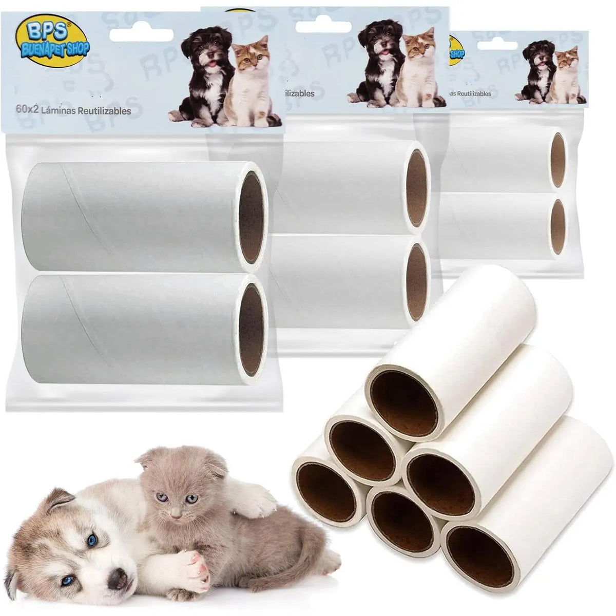 Quitapelusas para Mascotas en 6 Rollos sin Mango