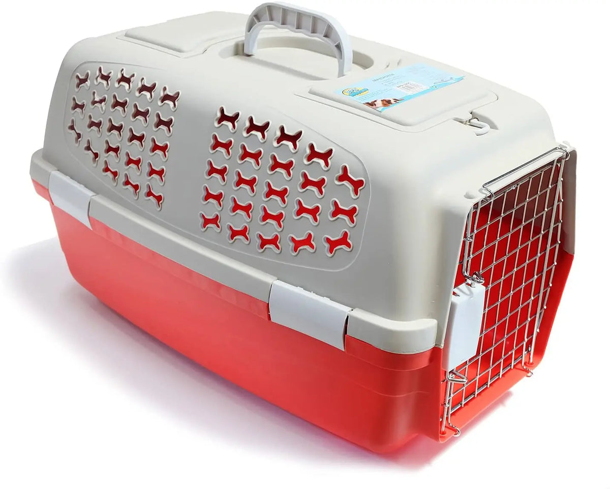 Transportín Rígido para Perros y Gatos de Plástico con Puerta Metálica