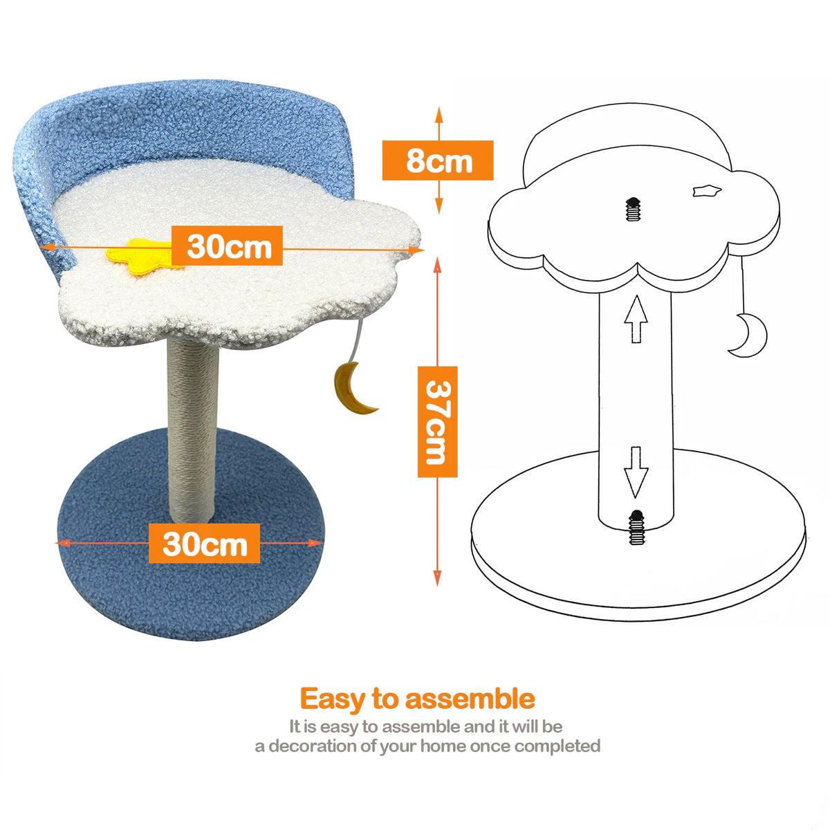Rascador Árbol para Gatos con Forma de Nube, Estrella y Luna