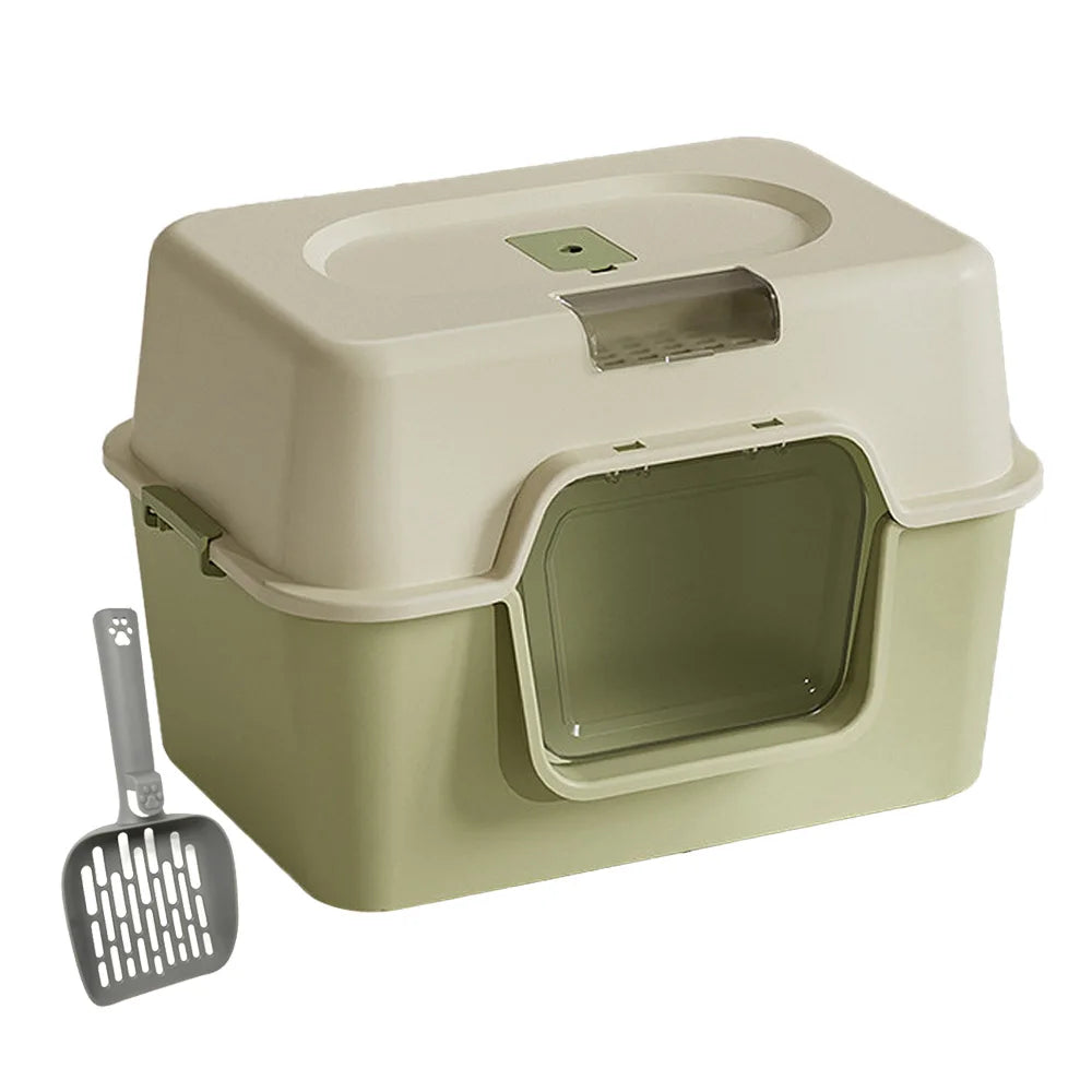 Arenero para Gatos Cerrado con Bandeja Extraíble Antiderrames y Antiolores