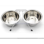 Pack 2 Comederos y Bebederos de Acero Inoxidable para Perros y Gatos con Base Antideslizante