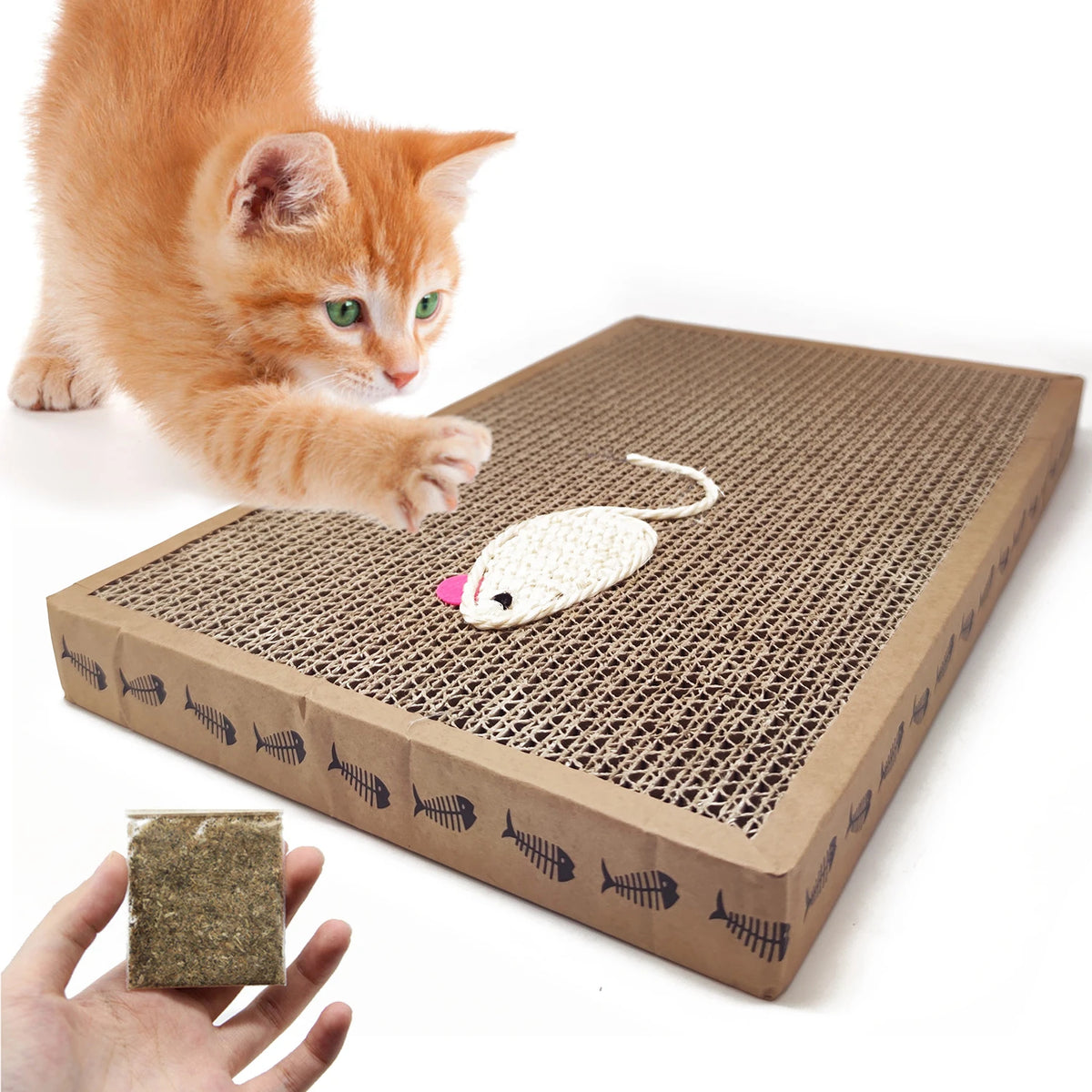 Rascador de Cartón para Gatos con Forma de Pez