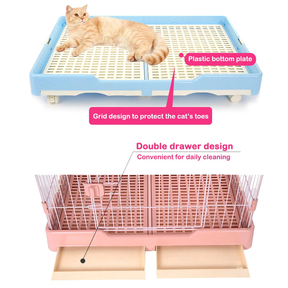 Jaula Grande Metálica para Gatos, Conejos y Cachorros