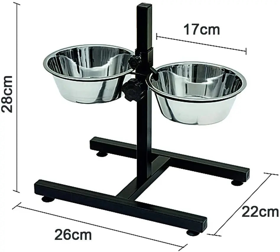 Comedero y Bebedero Elevado de Acero Inoxidable para Perros con Altura Ajustable