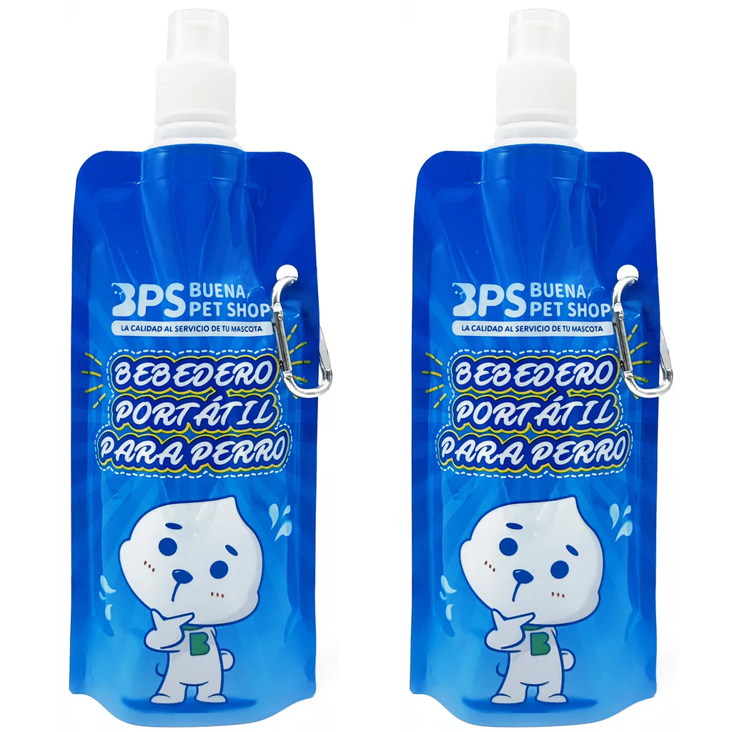 Pack 2 Botellas de Agua Portátiles Plegables para Perros con Mosquetón