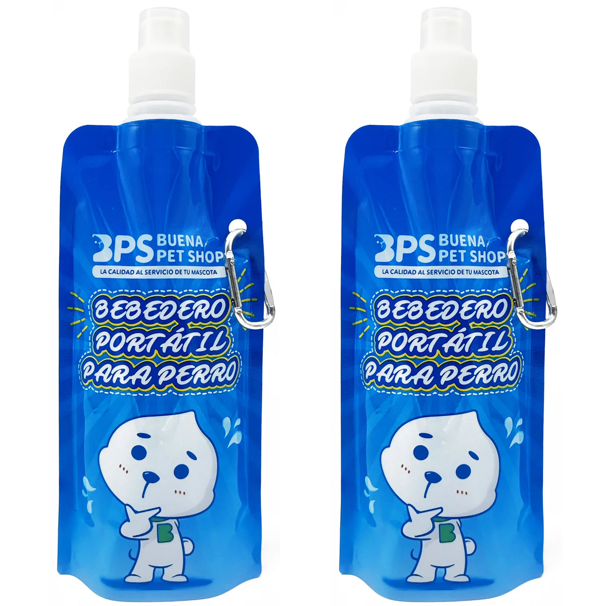 Pack 2 Botellas de Agua Portátiles Plegables para Perros con Mosquetón