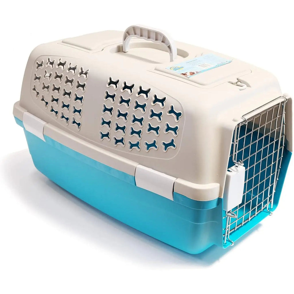 Transportín Rígido para Perros y Gatos de Plástico con Puerta Metálica
