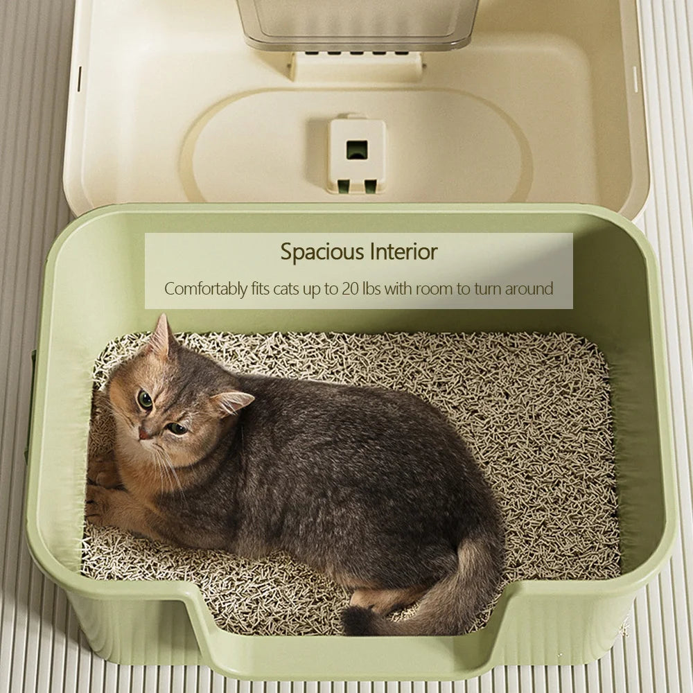 Arenero para Gatos Cerrado con Bandeja Extraíble Antiderrames y Antiolores