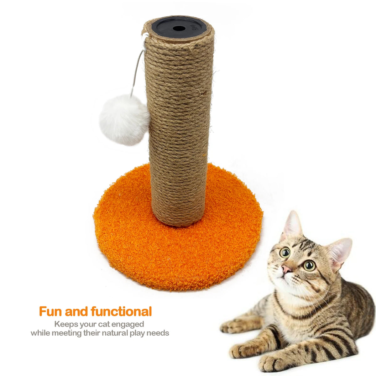 Rascador para Gatos con Base Antideslizante y Juguete Colgante