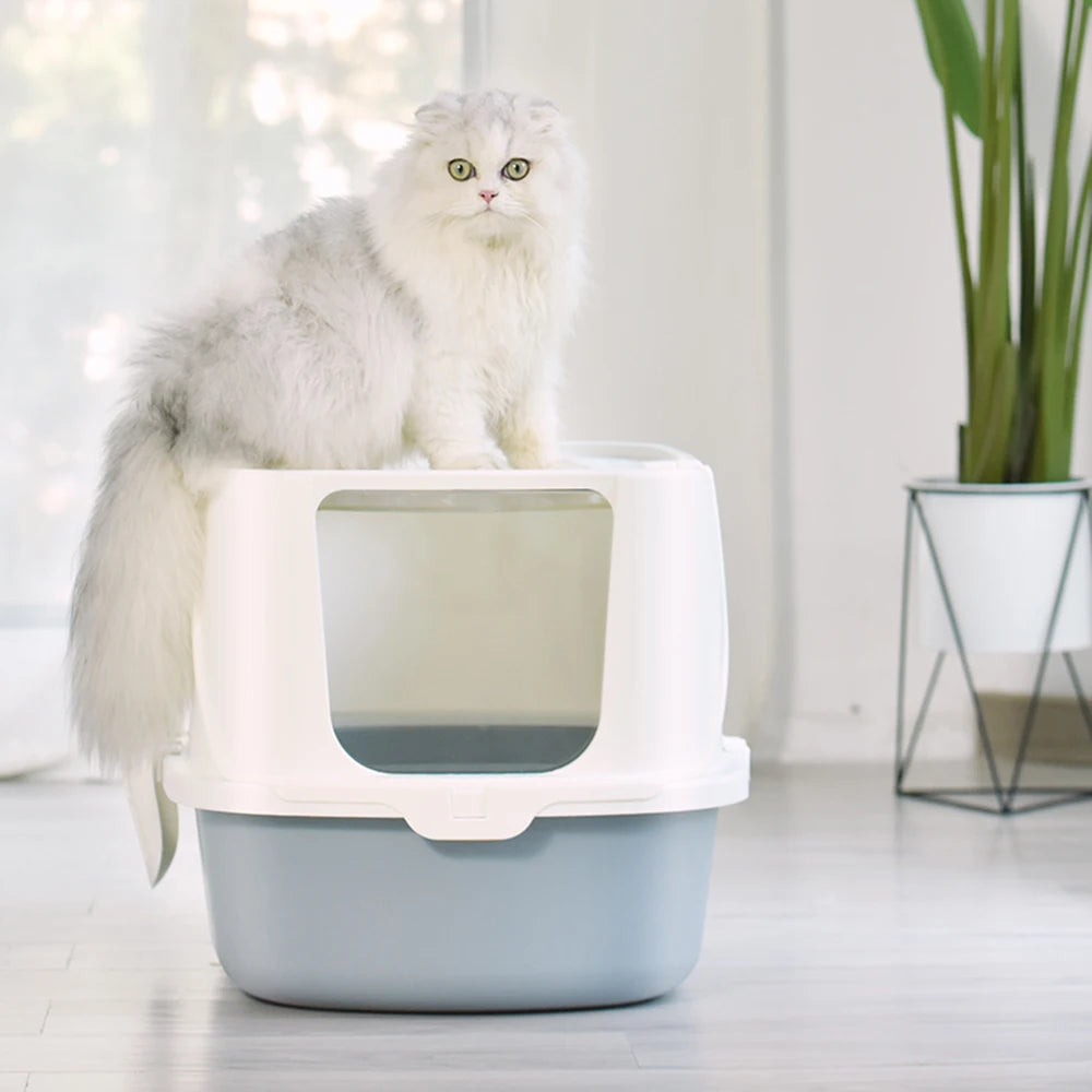 Arenero para Gatos Cubierto Grande con Pala y Cajón Sanitario