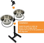 Comedero y Bebedero Elevado de Acero Inoxidable para Perros con Altura Ajustable