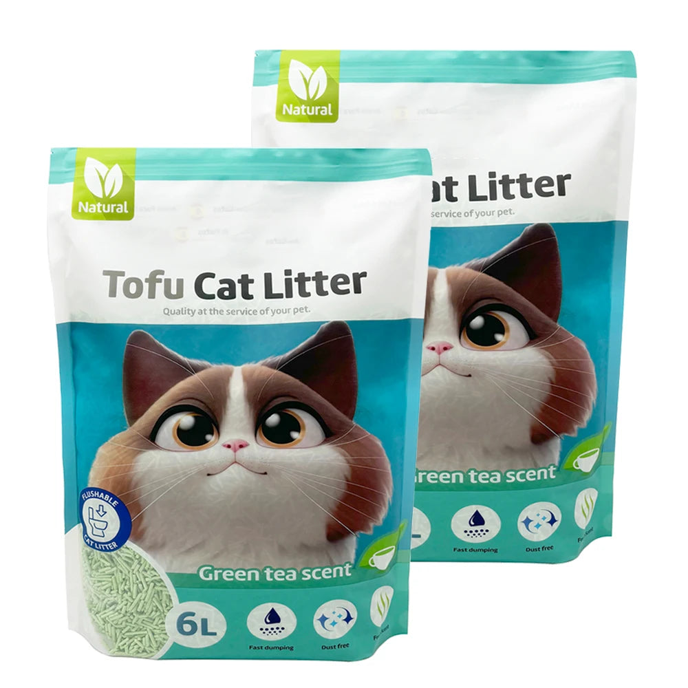 Arena de Tofu para Gatos Aglomerante sin Polvo
