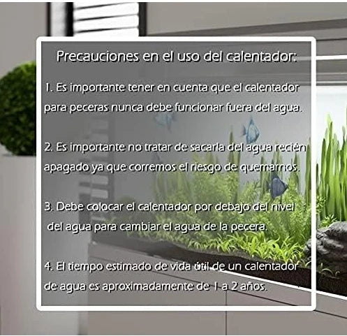 Calentador Sumergible para Acuario 50 W con Tubo de Cuarzo